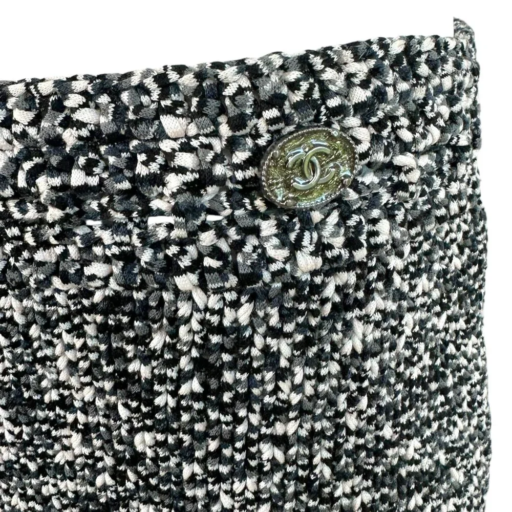 Chanel Black & White Scalloped Hem Cotton Knit Mini Skirt
